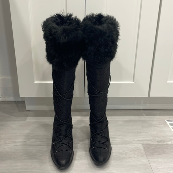 Prada Nylon Wedge Heel Winter Boots - Picture 1 of 15